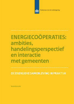 EnErgiEcoöpEratiEs: ambities, handelingsperspectief en interactie