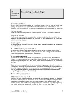 HT Steekproef- controle Beoordeling van bevindingen