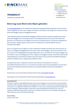 Binck mag naam Binck turbo blijven gebruiken