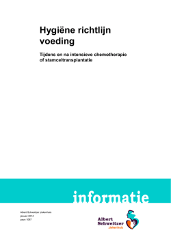 Hygi&euml;ne richtlijn voeding. Tijdens en na intensieve chemotherapie