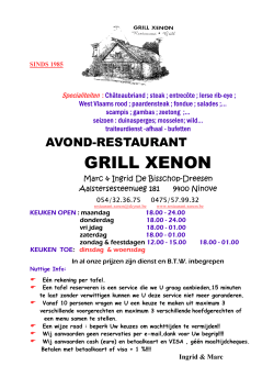 Menukaart - Restaurant Xenon