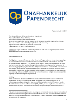 1 Papendrecht, 15 mei 2014 Aan de voorzitter van