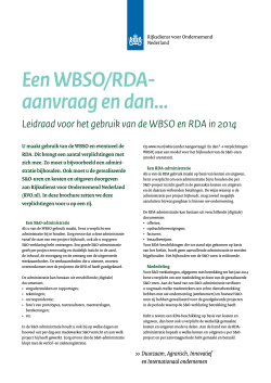 Een WBSO-RDA aanvraag en dan 2014