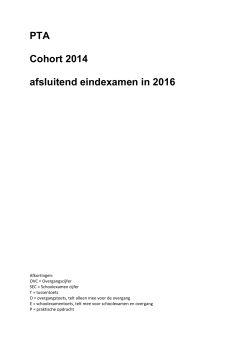 PTA Cohort 2014 afsluitend eindexamen in 2016