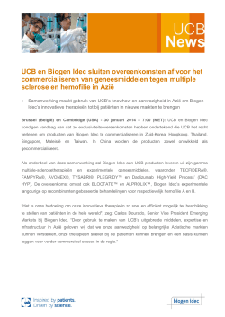 UCB en Biogen Idec sluiten overeenkomsten af voor het