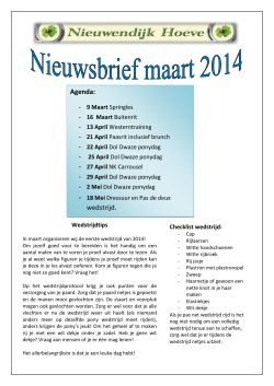 Agenda: wedstrijd. - 29 mei Open dag Nieuwendijk