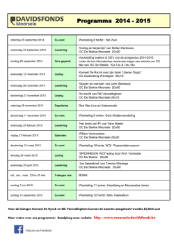 Jaarprogramma 2014-2015 Davidsfonds Moorsele