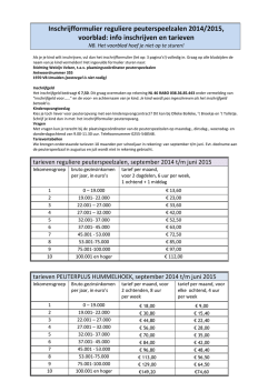Inschrijfformulier reguliere peuterspeelzalen 2014/2015, voorblad