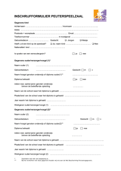 INSCHRIJFFORMULIER PEUTERSPEELZAAL - SPA