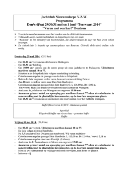 Jachtclub Nieuwendorpe V.Z.W. Programma Don/vrij/zat 29/30/31
