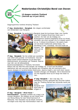 Bondsreis 14 juni 2014 naar Thailand