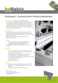 Technisch - Commerciële Projectcoördinator
