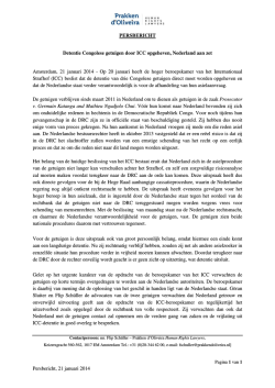 Persbericht, 21 januari 2014 PERSBERICHT Detentie Congolese