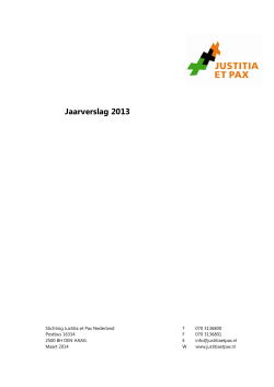 Jaarverslag 2013 - Justitia et Pax