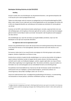 Beleidsplan Stichting Kulturhus de Spil 2014/2015