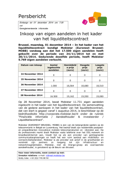 Inkoop van eigen aandelen in het kader van het