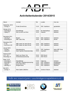 Activiteitenkalender 2014/2015 - Apeldoornse Bridge Federatie