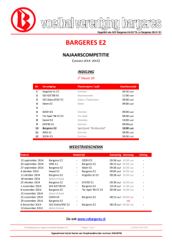 Bargeres E2 najaarscompetitie seizoen 2014-2015
