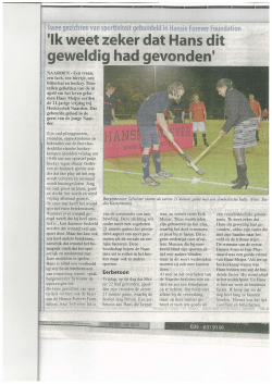 Ik weet zeker dat Hans dit geweldig had gevonden