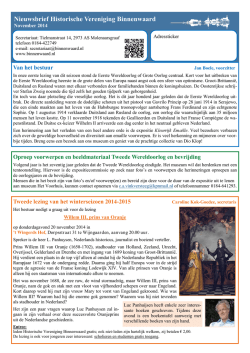 Nieuwsbrief november 2014 - Historische Vereniging Binnenwaard