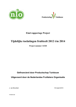 Eind rapportage project - Productschap Tuinbouw