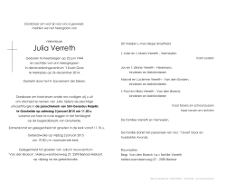 Julia Verreth - Begrafenissen/Rouwcentrum Van den Broeck BVBA