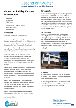 Nieuwsbrief Stichting Waterpas december 2014