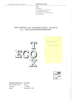HET KWEKEN VAN NOTHOBRANCHIUS RACHOVII t.b.v.