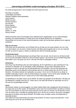 Jaarverslag activiteiten oudervereniging schooljaar 2013-2014