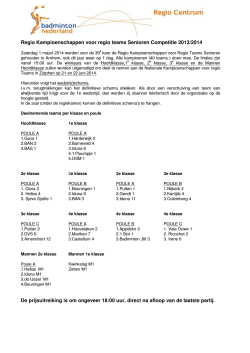 Regio Kampioenschappen voor regio teams Senioren Competitie