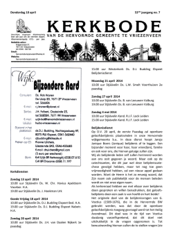 Donderdag 10 april 53ste jaargang no. 7 Kerkdiensten Zondag 13