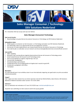 Sales Manager Consumer / Technology DSV Solutions Nederland