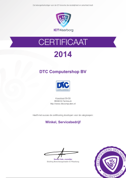 ICTWaarborg Certificaat DTC Computershop BV