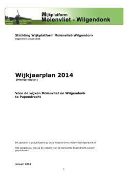 Jaarplan 2014 - Wijkplatform Molenvliet/Wilgendonk