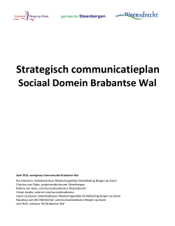 Strategisch communicatieplan Sociaal Domein Brabantse Wal