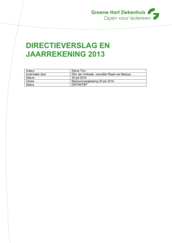 directieverslag en jaarrekening 2013