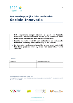 Sociale Innovatie - Zorg proeftuinen