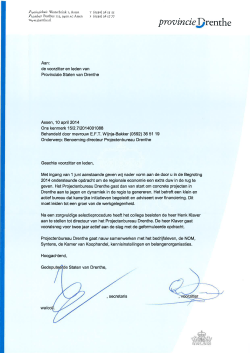 A.8. Brief over Benoeming directeur Projectbureau Drenthe