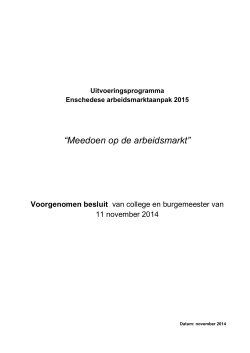 Uitvoeringsprogramma Enschedese arbeidsmarktaanpak 2015