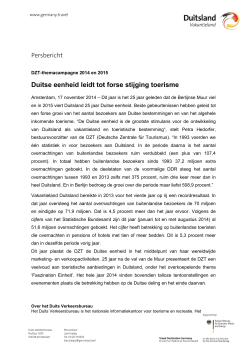 Duitse eenheid leidt tot forse stijging toerisme