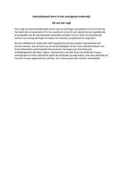 Intertekstueel lezen in het voortgezet onderwijs Ad van der Logt