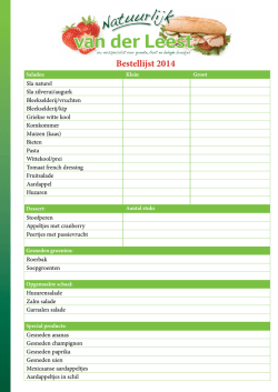 Download hier uw bestellijst voor de feestdagen!