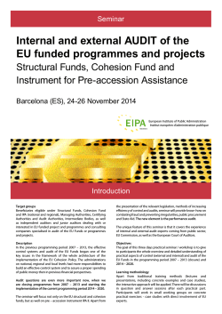 Internal and external AUDIT of the EU funded programmes and