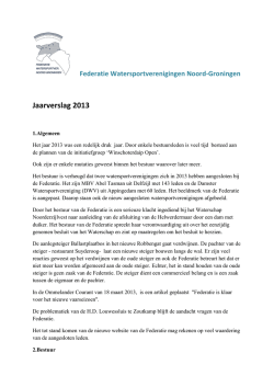 Jaarverslag 2013 - Federatie Watersportverenigingen Noord