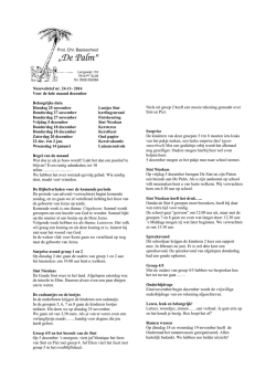 Nieuwsbrief nr. 24-11- 2014 Voor de hele maand december