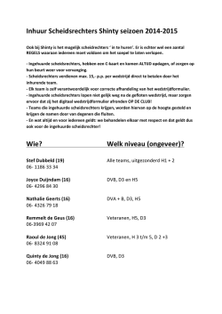 Inhuur Scheidsrechters Shinty seizoen 2014