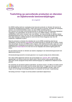 Toelichting op aanvullende producten en diensten en