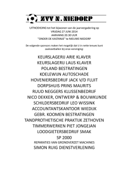 JAARVERGADERING SEIZOEN 2013-2014 vr 27 juni 2014 om 20