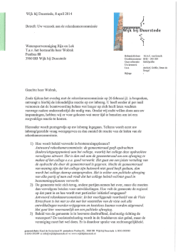 Brief Rekenkamer Wijk bij Duurstede