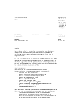 Opzet onderzoek Zvw 2013 - Nederlandse Zorgautoriteit